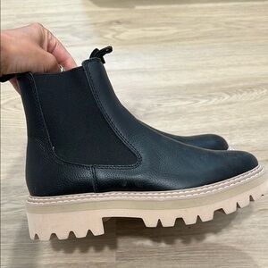 Dolce Vita Black Boots with Chunky Tan Sole